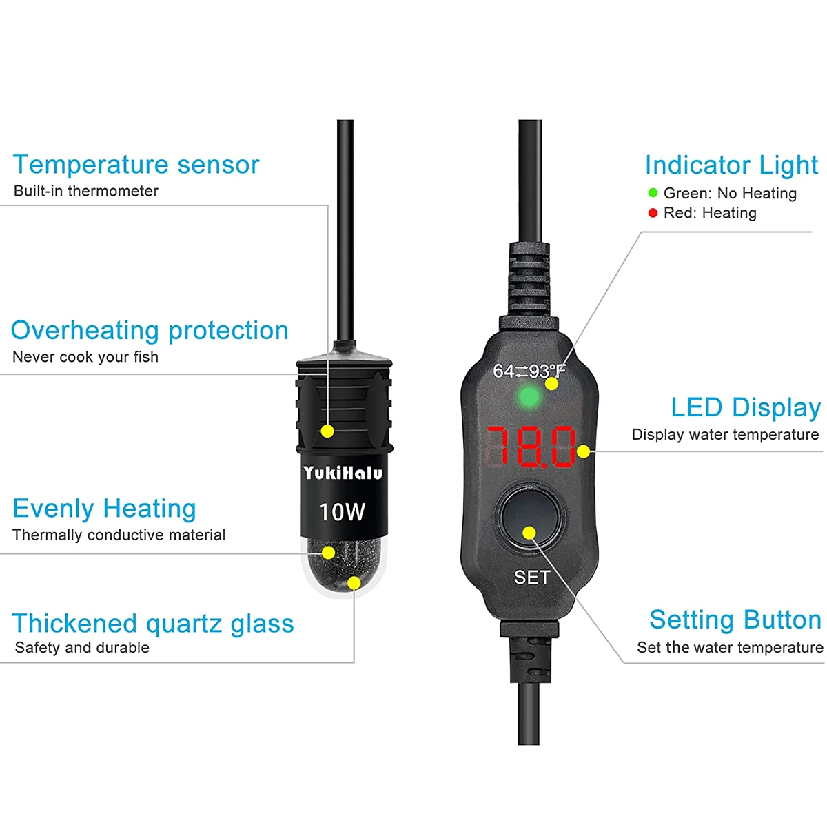 10W Adjustable Aquarium Heater - Marine Aquarium Mini 评论和价格